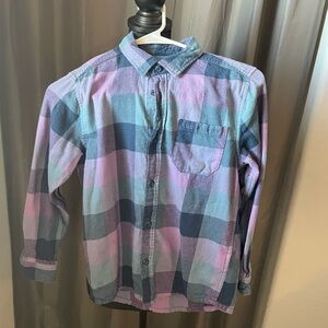 221. Quicksilver Boys Flannel Button Down, Size S, EUC